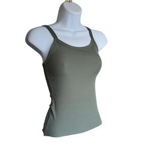 No Boundaries Olive Green Ribbed Tank Top